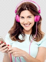 Woman with cell phone and hear phone